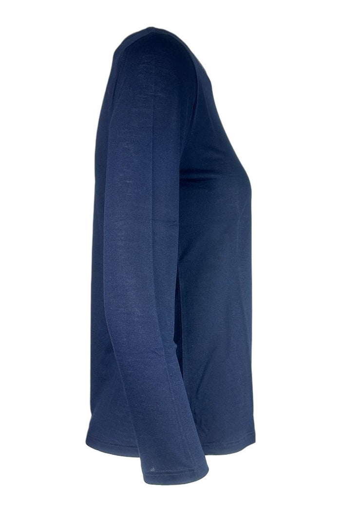 t-shirt donna  manica 3/4 dettagli lurex blu