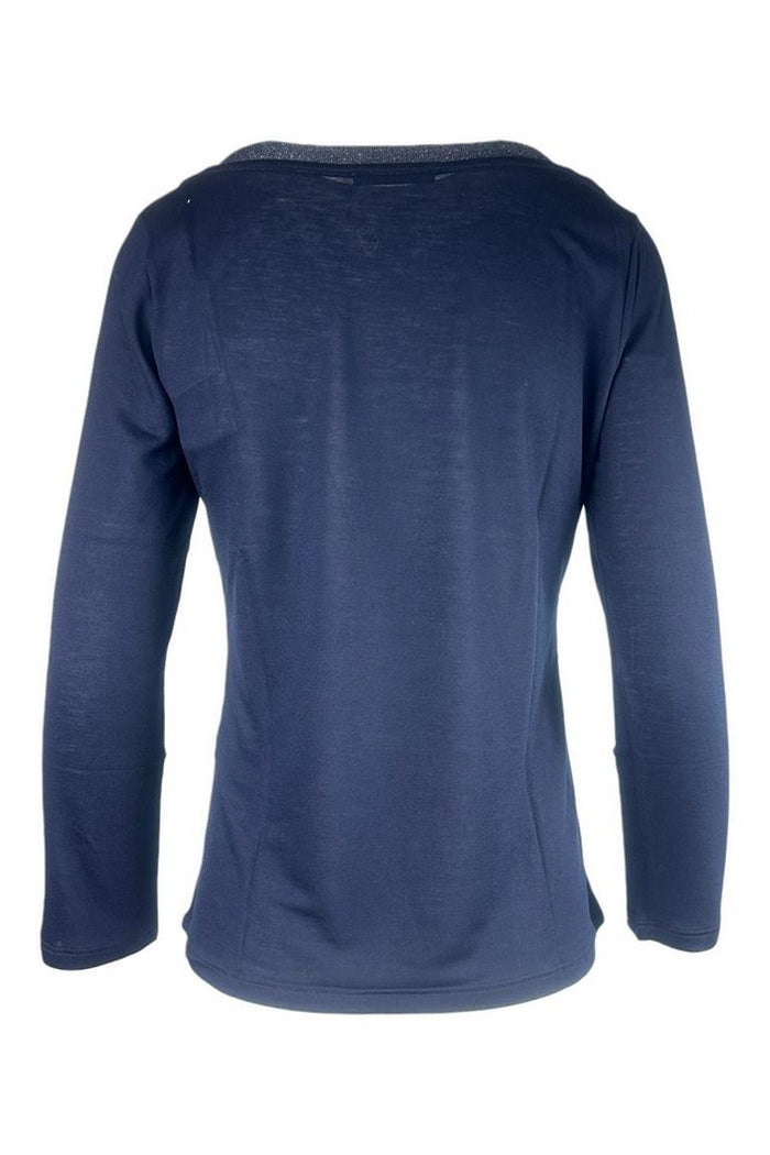 t-shirt donna  manica 3/4 dettagli lurex blu