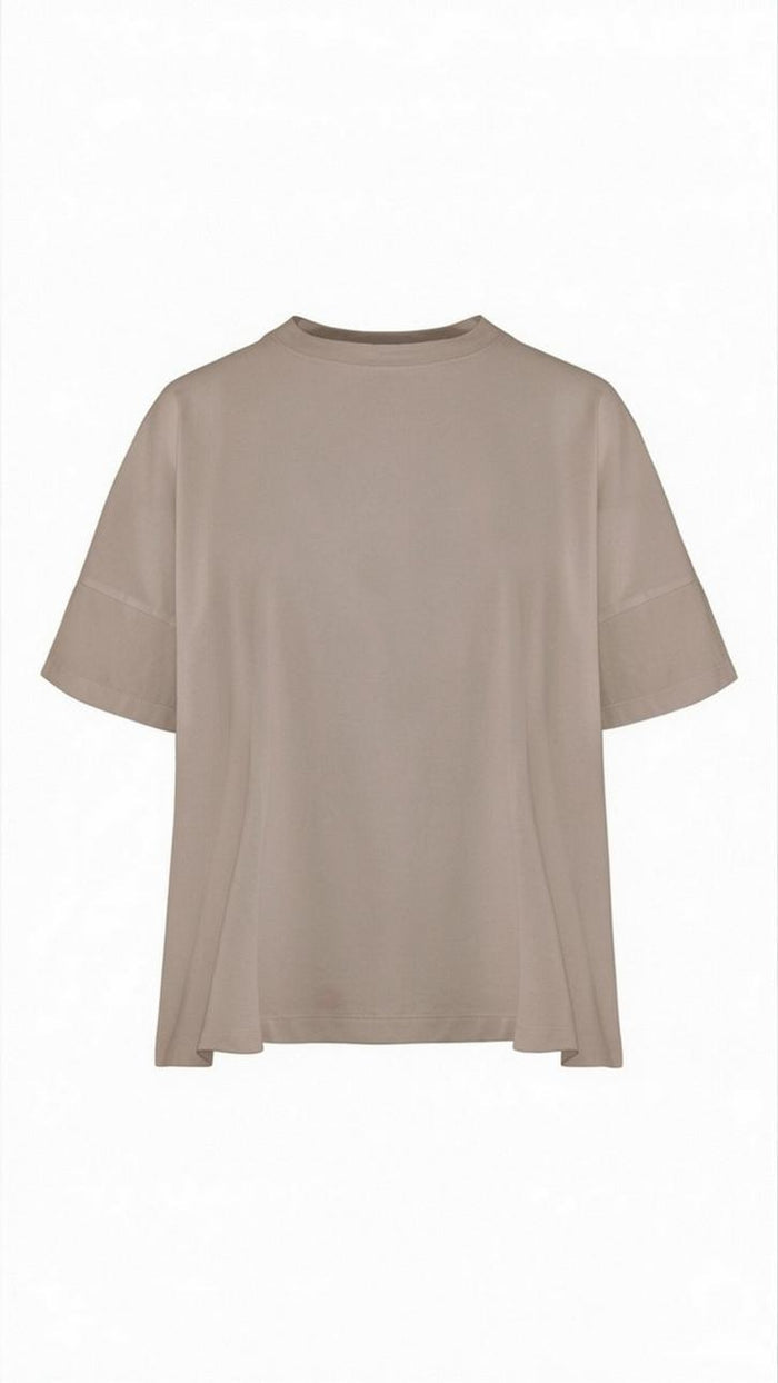 t-shirt donna mezza manica a scatola in cotone crema