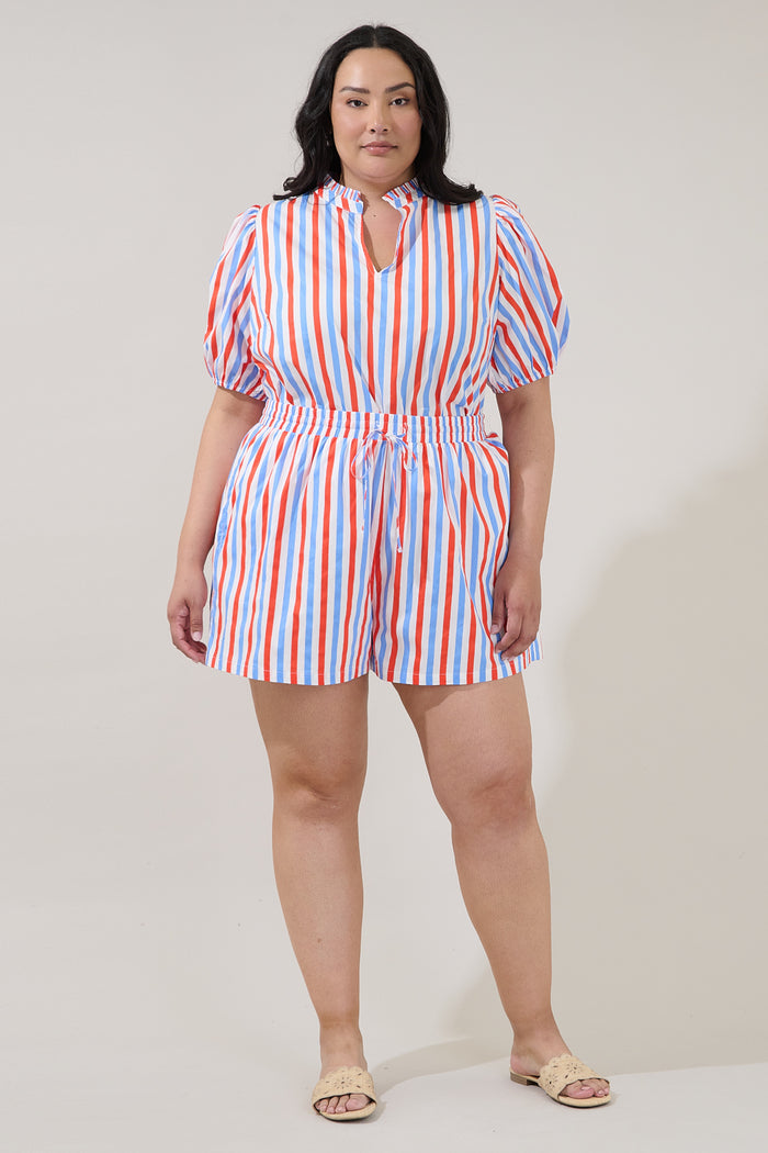 Taliya Drawstring Shorts Stripe Curve