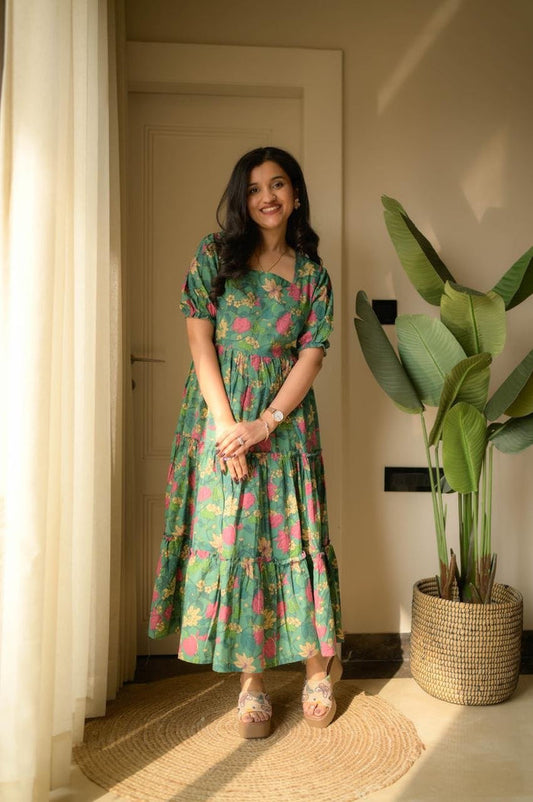 Tanvi Tiered Maxi Dress- Forest Floral