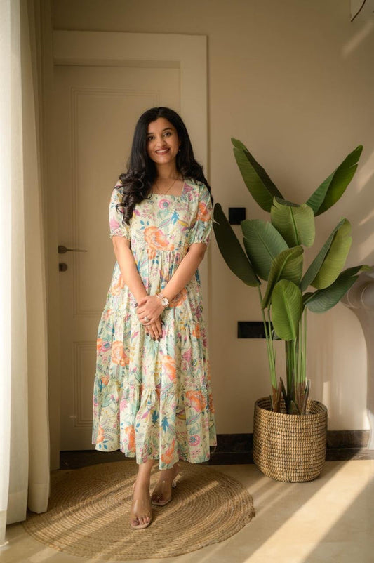 Tanvi Tiered Maxi Dress- Pastel Florals