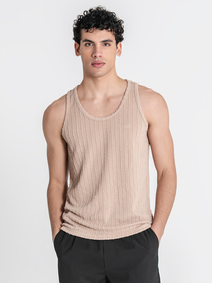 tank tops / Taupe Tactile Tanktop