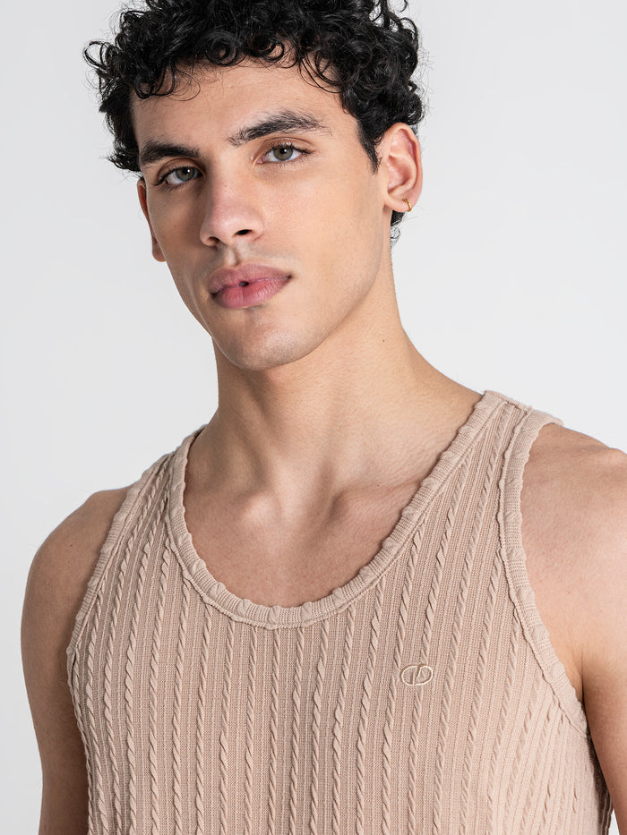 tank tops / Taupe Tactile Tanktop