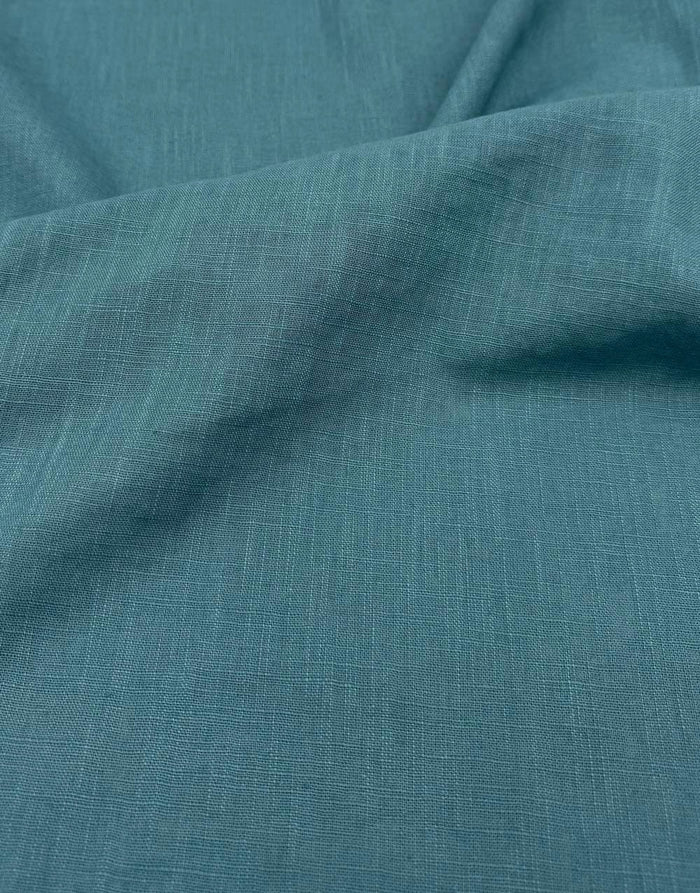 Teal Washed Linen Cotton Fabric