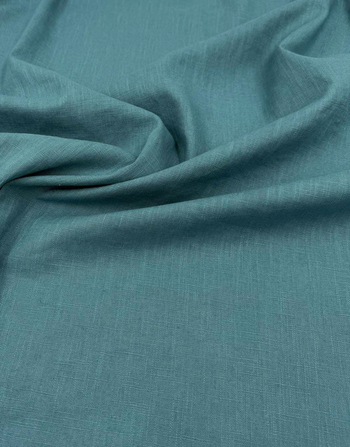 Teal Washed Linen Cotton Fabric