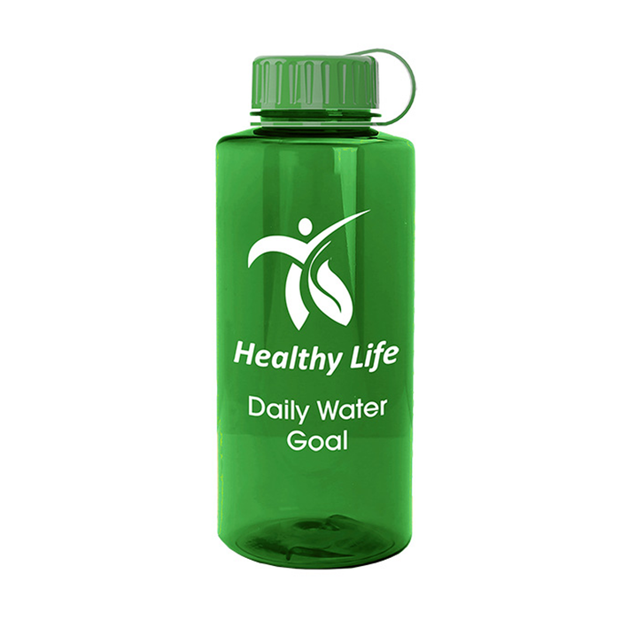 The Mountaineer 36 oz. Tritan Bottle with Tethered lid, Screen Print