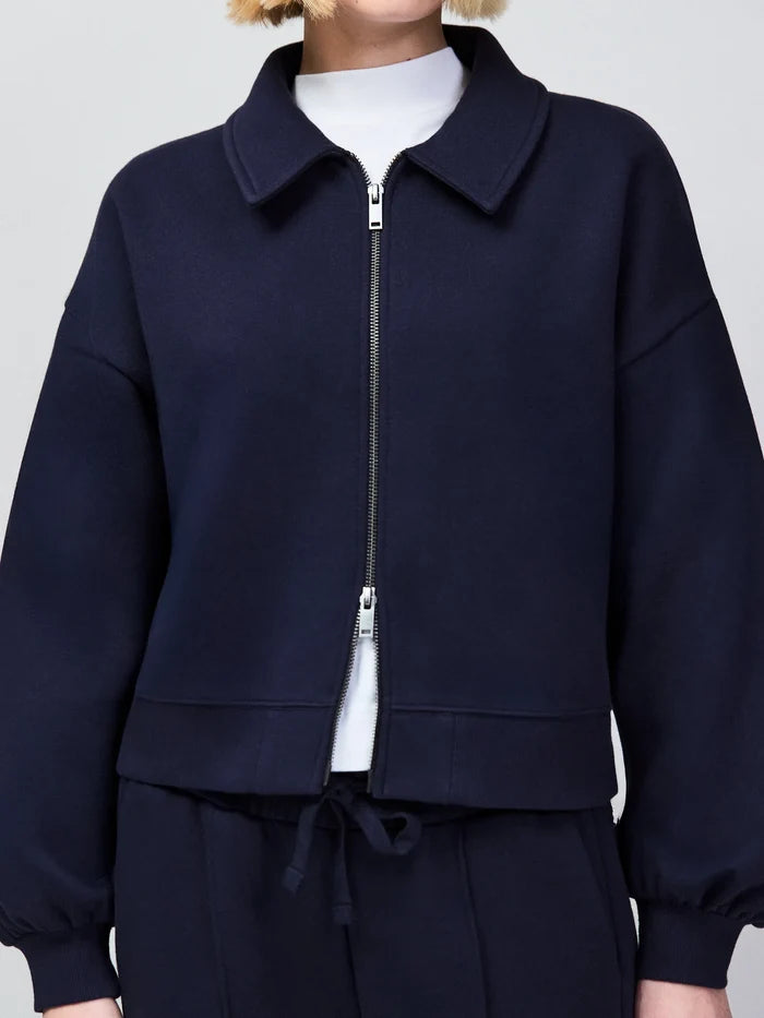Navy bomber jacket in soft sweatshirt fabric