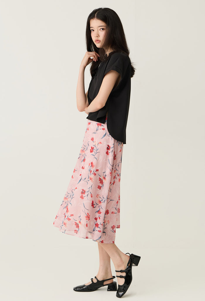 Tie-Front Cap Sleeve Blouse