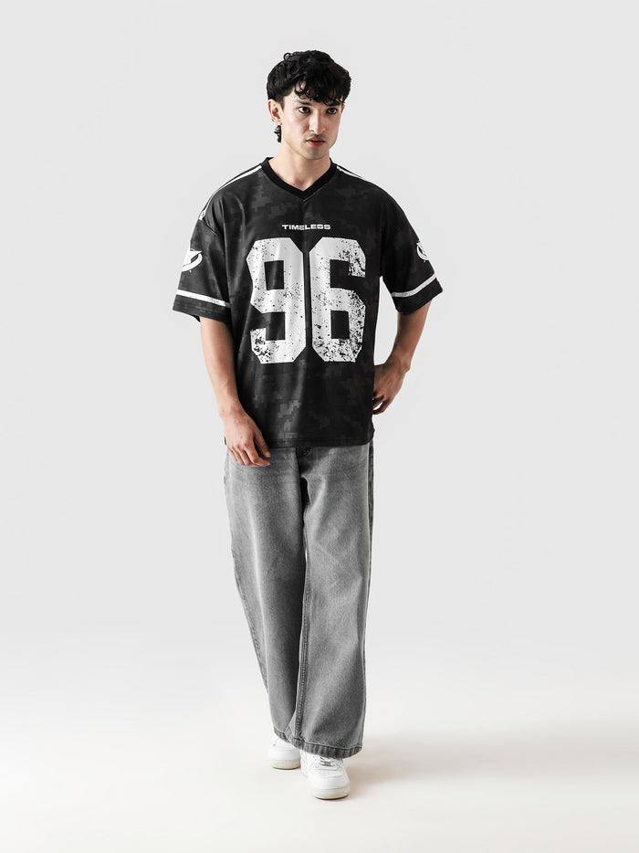 TIMELESS basketball jersey male model side view oversized mesh streetwear Pakistan – GROOVY