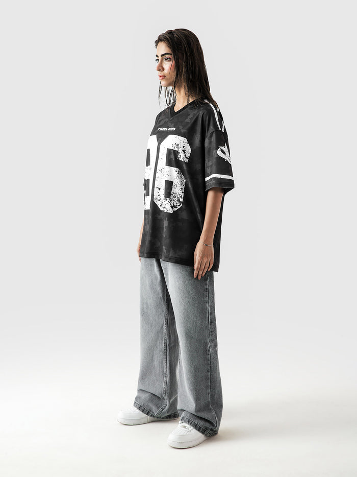 TIMELESS basketball jersey black white male model full body front view camo texture Pakistan – GROOVY