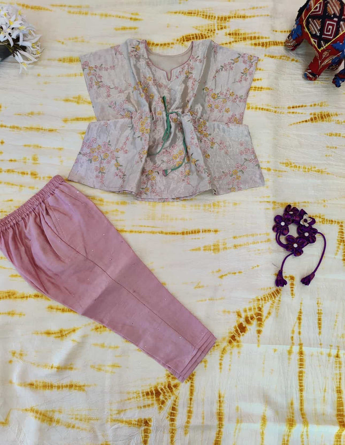 Tissue tussar kaftan with pants