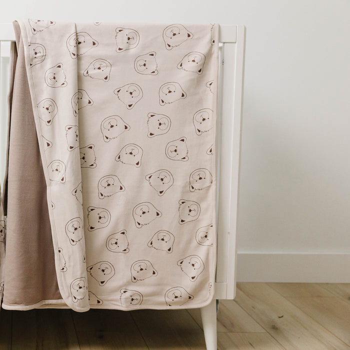 Toddler Blanket, 4 Season® Merino Wool & Organic Cotton Blanket, 52.5" x 40", Teddy Bear