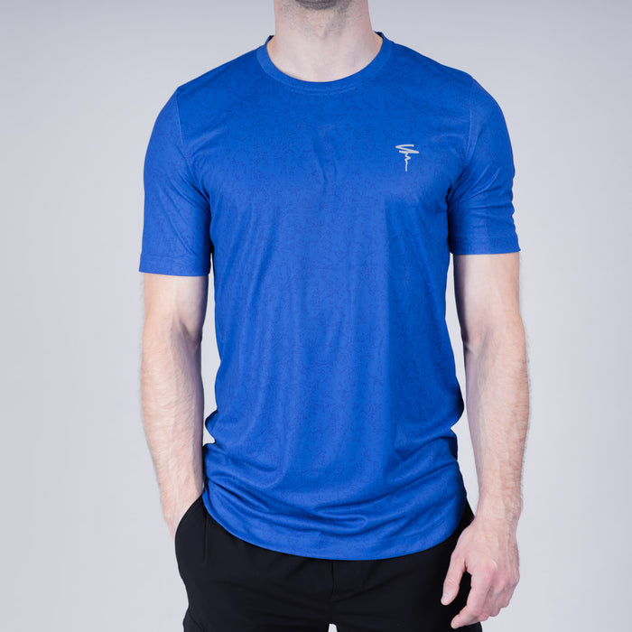 Toll Heather Jersey Dropped Hem Crew Neck T-Shirt - Dazzling Blue