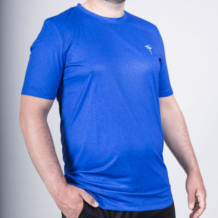 Toll Heather Jersey Dropped Hem Crew Neck T-Shirt - Dazzling Blue