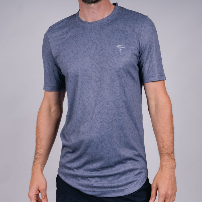 Toll Heather Jersey Dropped Hem Crew Neck T-Shirt - Frost Grey