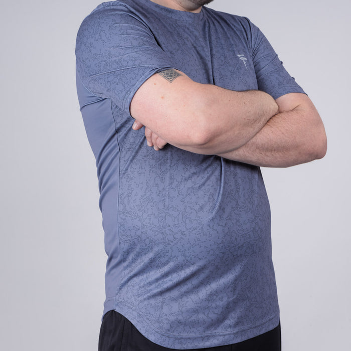 Toll Heather Jersey Dropped Hem Crew Neck T-Shirt - Frost Grey