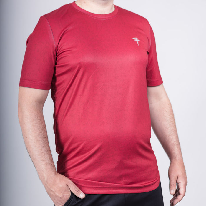 Toll Heather Jersey Dropped Hem Crew Neck T-Shirt - Salsa