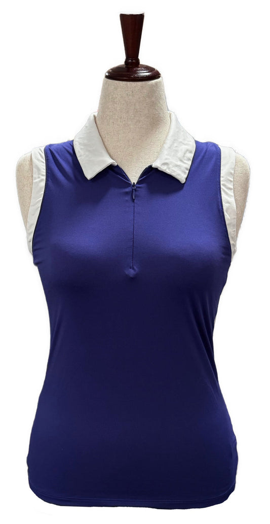 Tommy Bahama Golf Indigo & White Sleeveless Top Size M