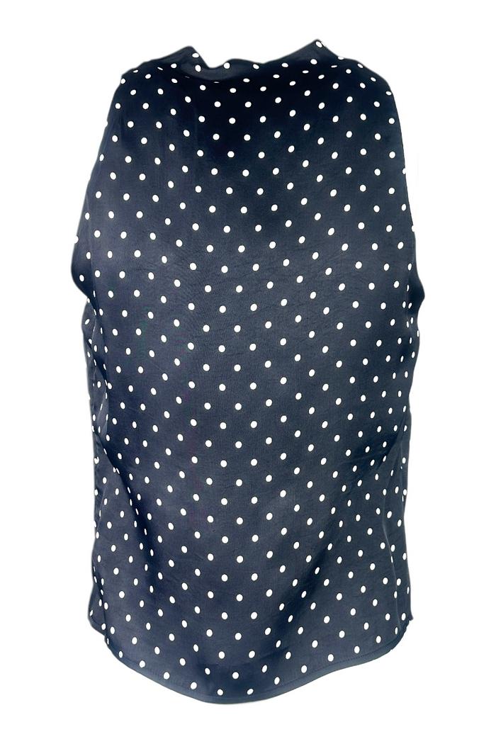 top donna a pois in raso neroi e  bianco
