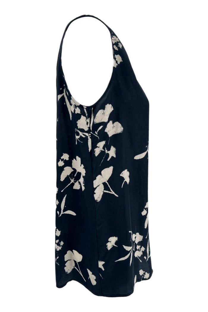 top donna all'americana fantasia fiori blu e avorio