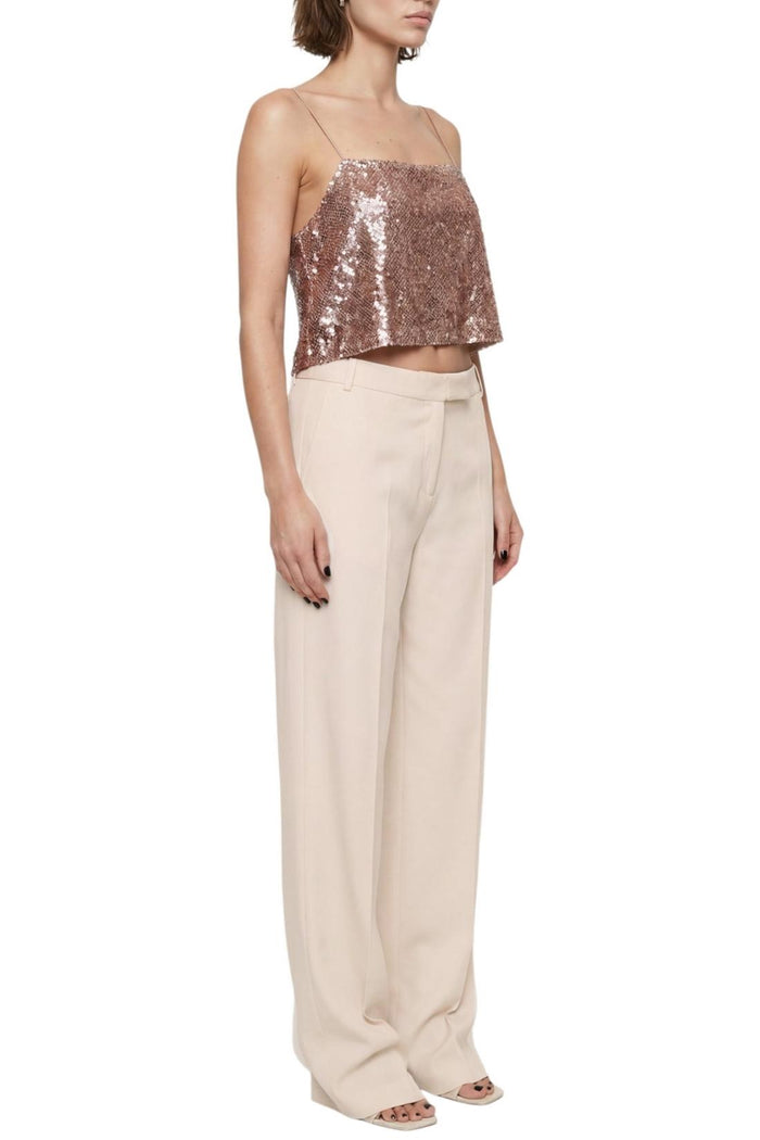 top donna con  paillettes cipria