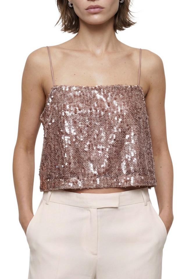 top donna con  paillettes cipria
