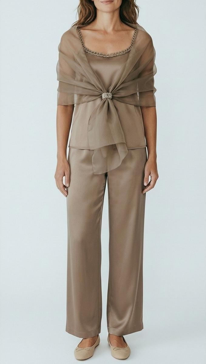 top donna in raso marrone