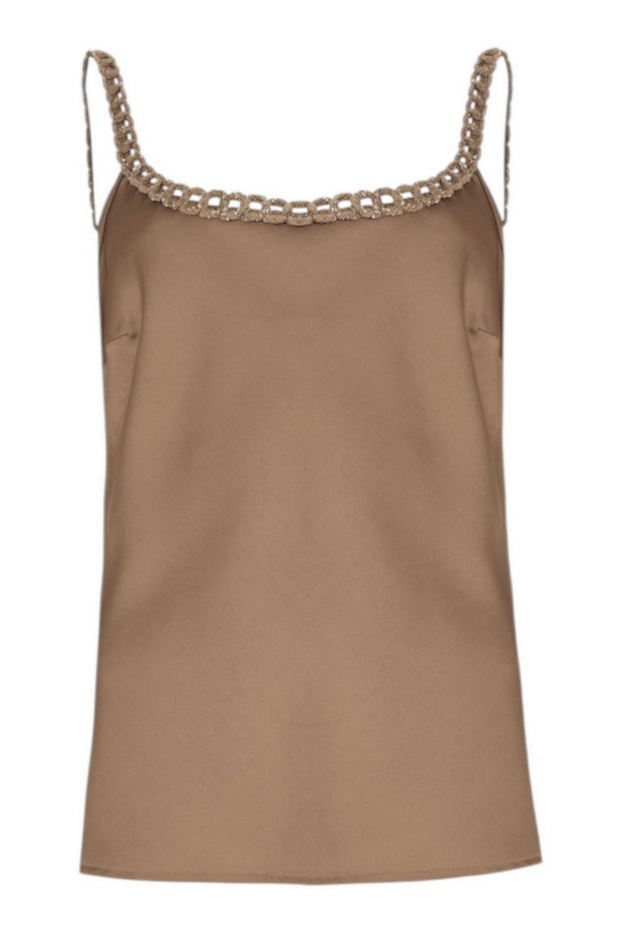 top donna in raso marrone