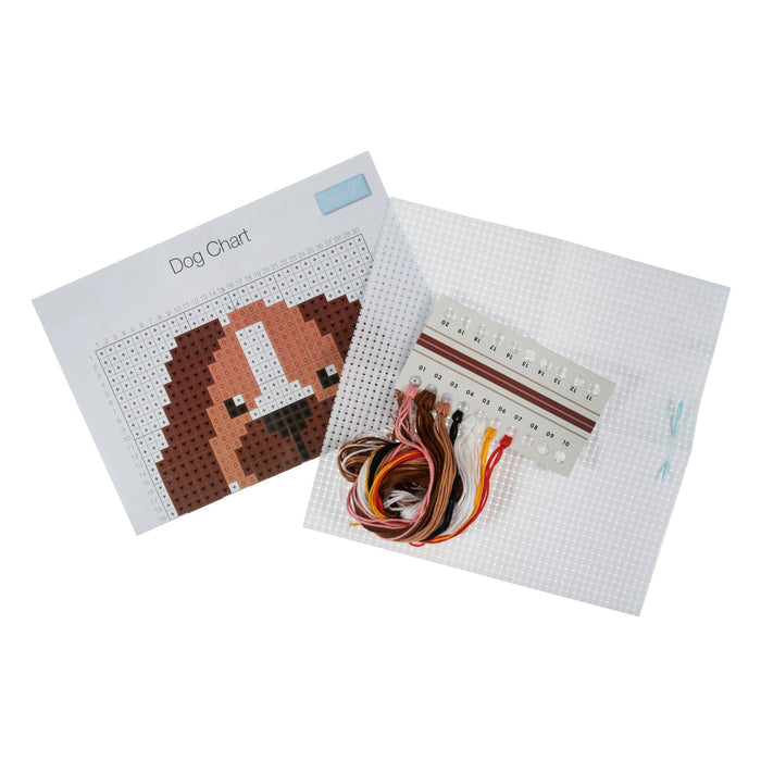 Trimits Counted Cross Stitch Kit Dog, 6-Count Binca Fabric, Includes Pre-Sorted Threads, Needle, Instructions in English, French, German