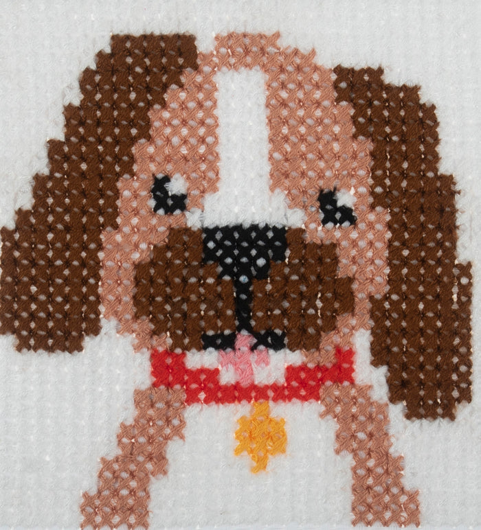 Trimits Counted Cross Stitch Kit Dog, 6-Count Binca Fabric, Includes Pre-Sorted Threads, Needle, Instructions in English, French, German