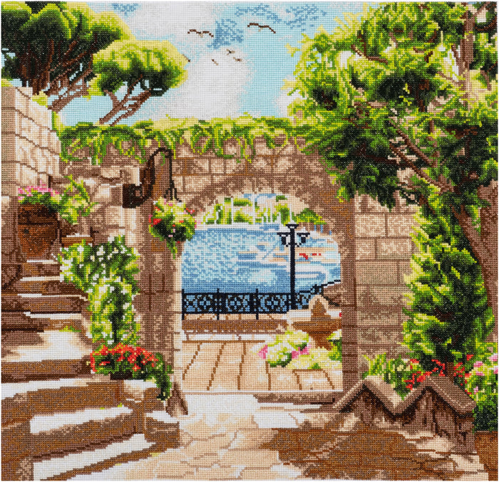 Trimits Counted Cross Stitch Kit Extra Large: Harbour View, 50x50cm, Includes Aida Fabric, Pre-Sorted Threads, Needle, Instructions in...