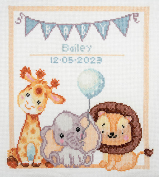 Trimits Counted Cross Stitch Kit Large: Baby, 36x36cm, Includes Aida Fabric, Pre-Sorted Threads, Needle, Personalizing Alphabet, Instru...