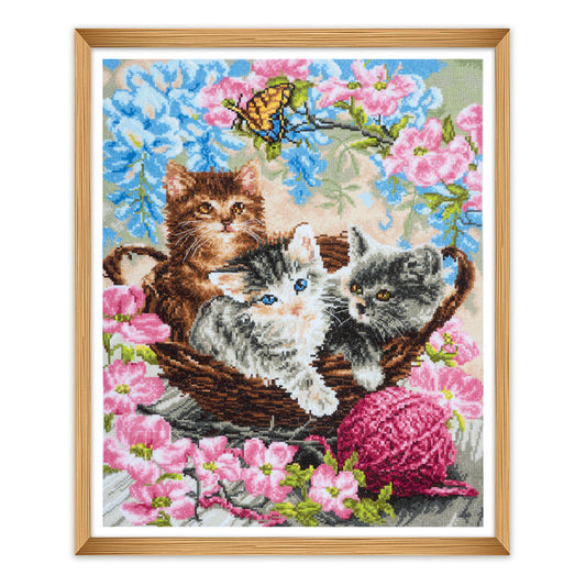 Trimits Counted Cross Stitch Kit Large: Cats, 36x36cm, Includes Aida Fabric, Pre-Sorted Threads, Needle, Personalizing Alphabet, Instru...