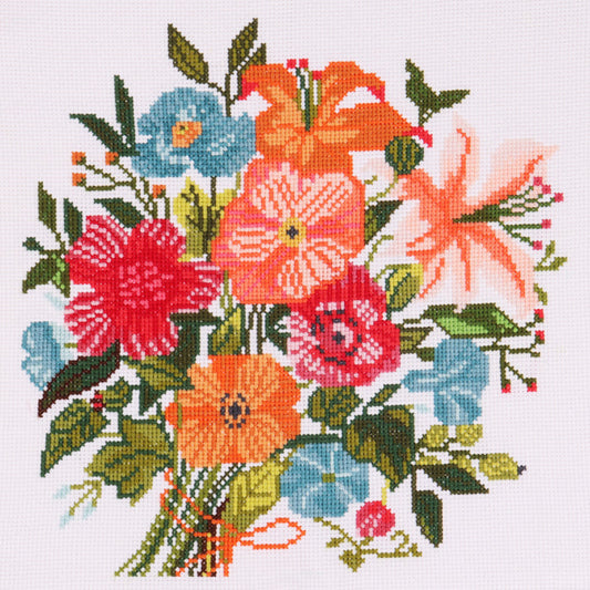 Trimits Counted Cross Stitch Kit Large: Floral Boutique, 36x36cm, Includes Aida Fabric, Pre-Sorted Threads, Needle, Personalizing Alpha...