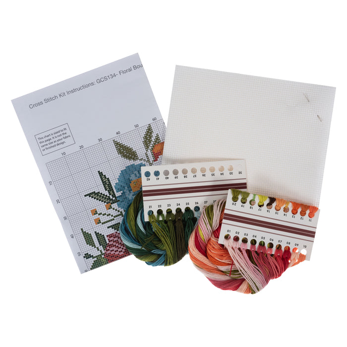 Trimits Counted Cross Stitch Kit Large: Floral Boutique, 36x36cm, Includes Aida Fabric, Pre-Sorted Threads, Needle, Personalizing Alpha...