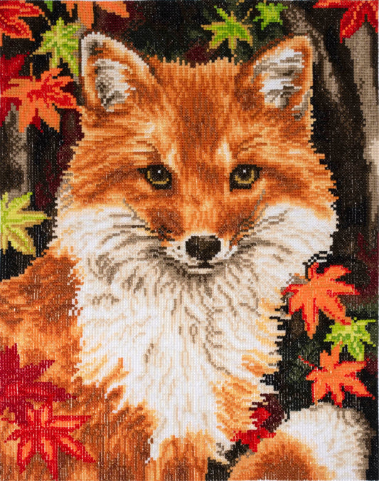 Trimits Counted Cross Stitch Kit Large: Fox, 36x36cm, Includes Aida Fabric, Pre-Sorted Threads, Needle, Personalizing Alphabet, Instruc...