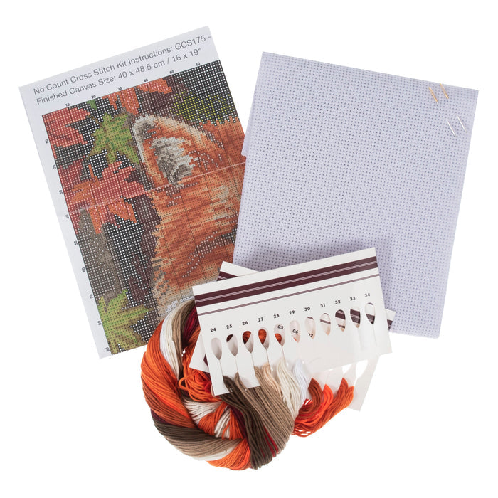 Trimits Counted Cross Stitch Kit Large: Fox, 36x36cm, Includes Aida Fabric, Pre-Sorted Threads, Needle, Personalizing Alphabet, Instruc...