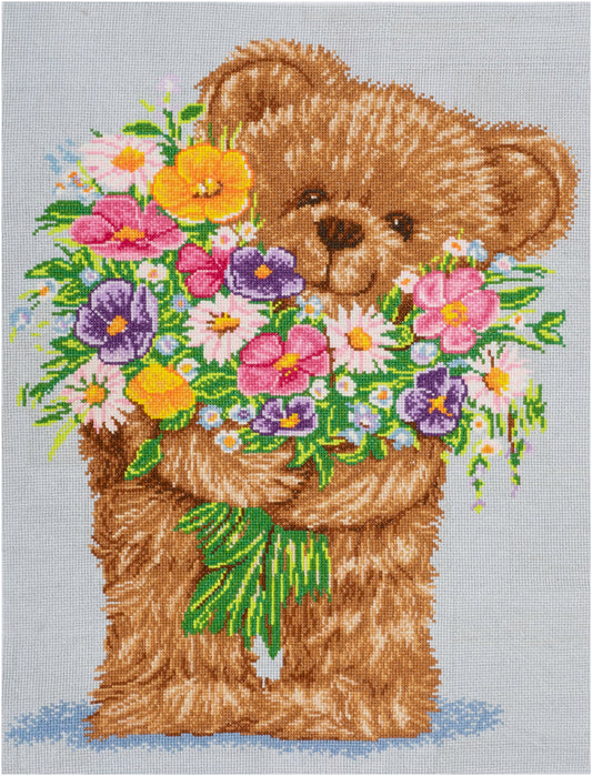 Trimits Counted Cross Stitch Kit Large: Teddy, 36x36cm, Includes Aida Fabric, Pre-Sorted Threads, Needle, Personalizing Alphabet, Instr...