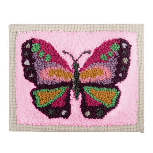 Trimits Punch Needle Kit Floss and Hoop: Butterfly, 15.2cm Diameter, Includes Embroidery Floss, Hoop, Fabric, Punch Needle, Instruction...