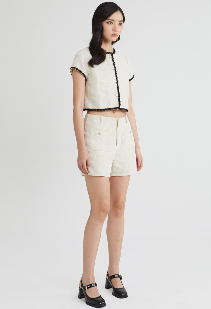 Tweed Charm Buttoned Top