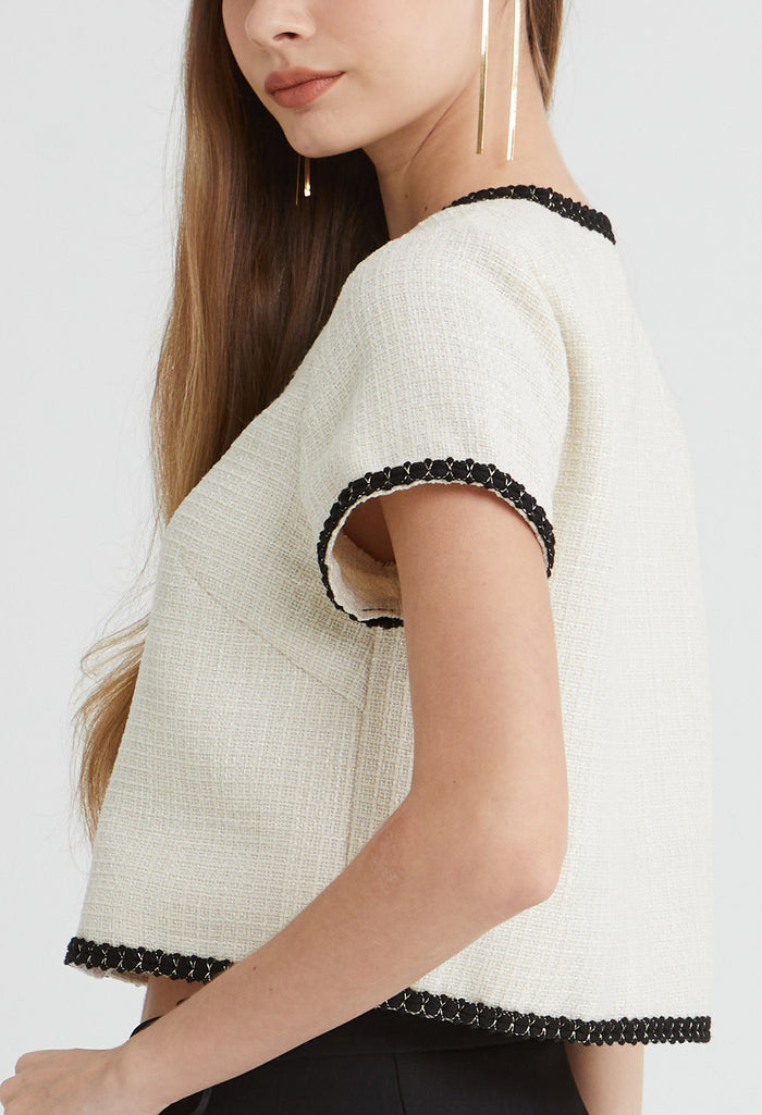 Tweed Charm Buttoned Top