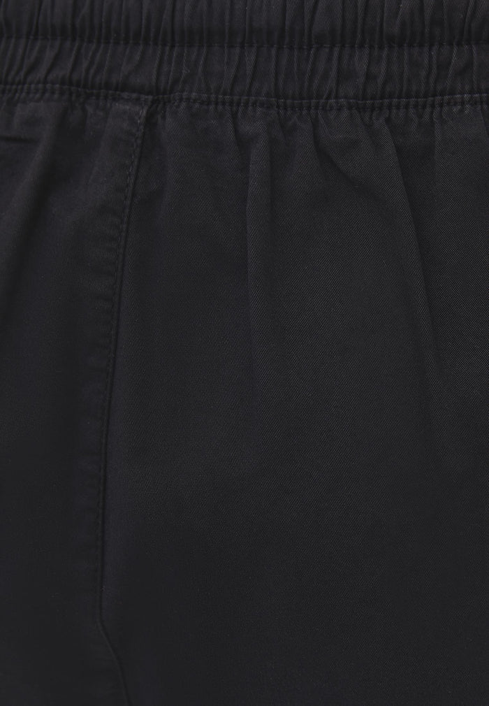 Ultra High Waist Elastic Waistband Tie Shorts - BLACK