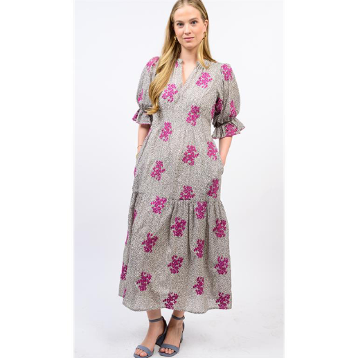 Uncle Frank DRESS FLORAL DITSY EMBROIDERED MAXI