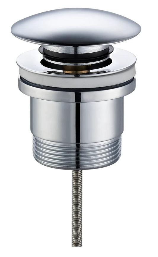 Universal 32mm Brass Push-Button Sink Stopper Mushroom Top Brushed Nickel