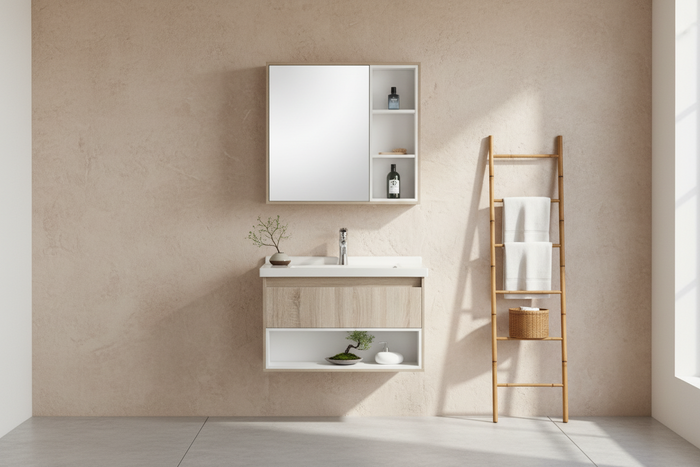 Vanity - Poli Series 900 Wood Grain And White - 100% Water Proof