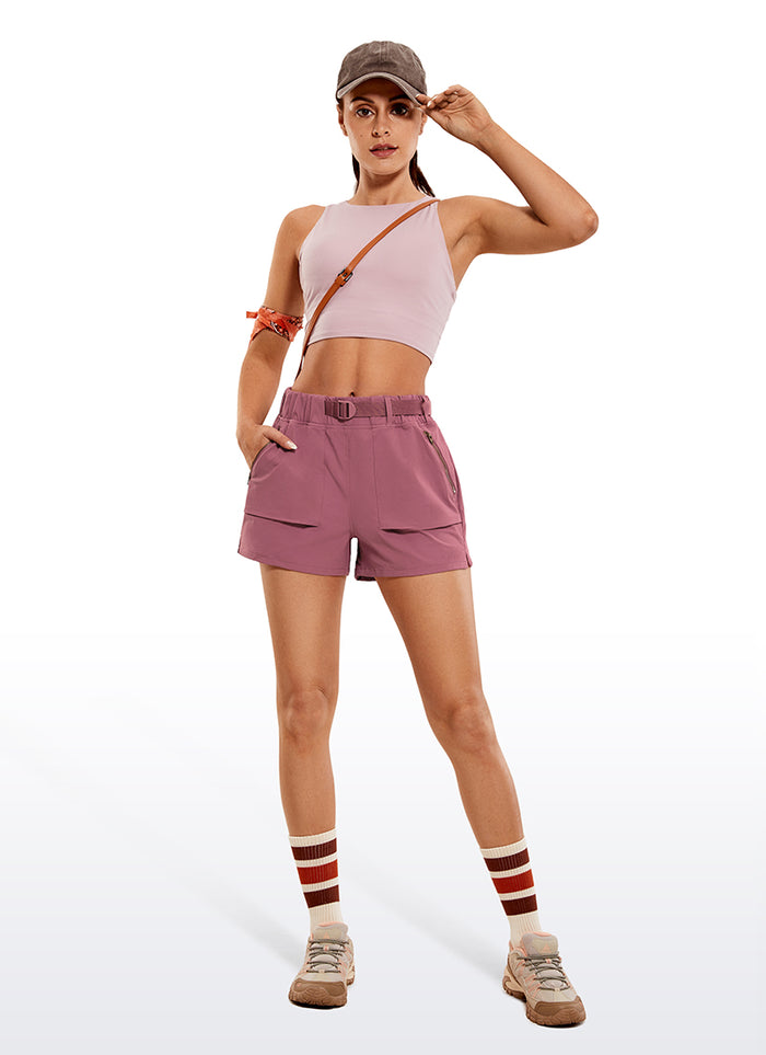 CRZ YOGA Women's Hiking Waterproof Hiking Shorts with Belt 3'' Misty Merlot
