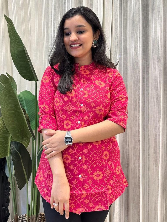 Weekend Rayon Short Kurta- Bright Pink