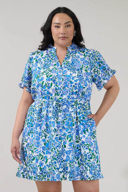 Wendie Button Down Mini Dress Floral Curve