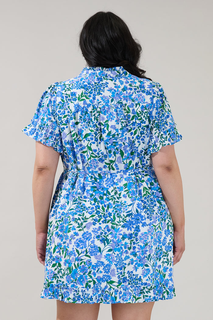 Wendie Button Down Mini Dress Floral Curve